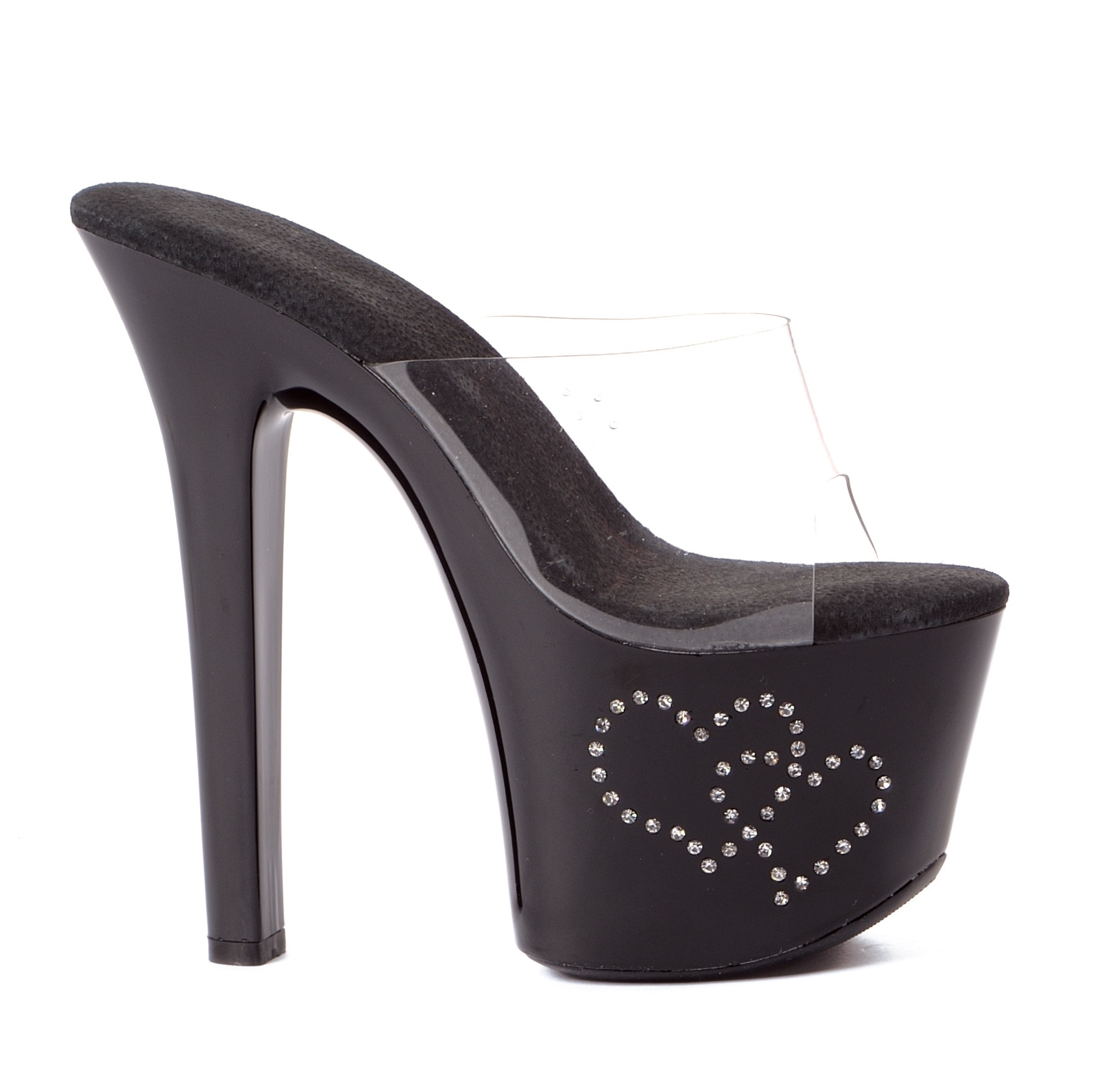 Heart - 7 Inch Mule with Rhinestone Hearts